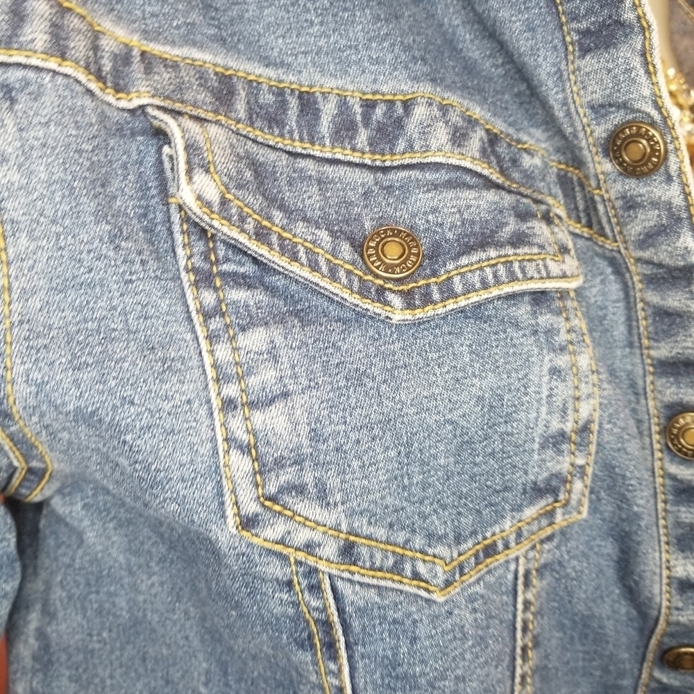 Hard Rock Cafe Vintage Fitted Jean Jacket EUC PTP 18.5 - Picture 7 of 10